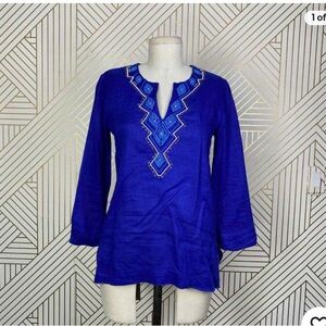 Lilly Pulitzer Amelia island twilight blue beaded tunic!